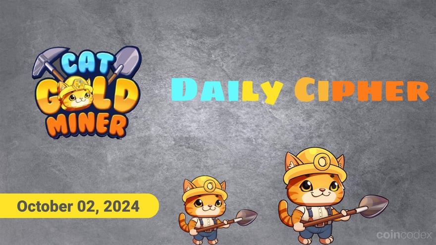 Cat Gold Miner Daily Cipher and Treasure Combo – October 02, 2024