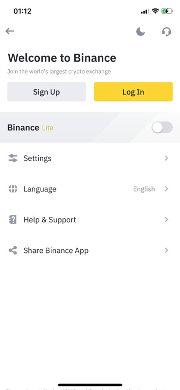 Log in to Binance