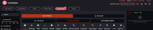 CoinPoker Sportsbook tab