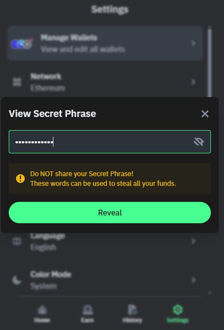 Trust wallet secret phrase password