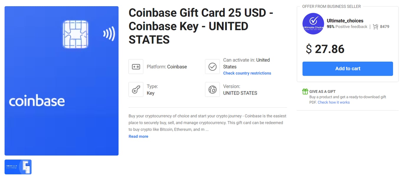 G2A coinbase gift card