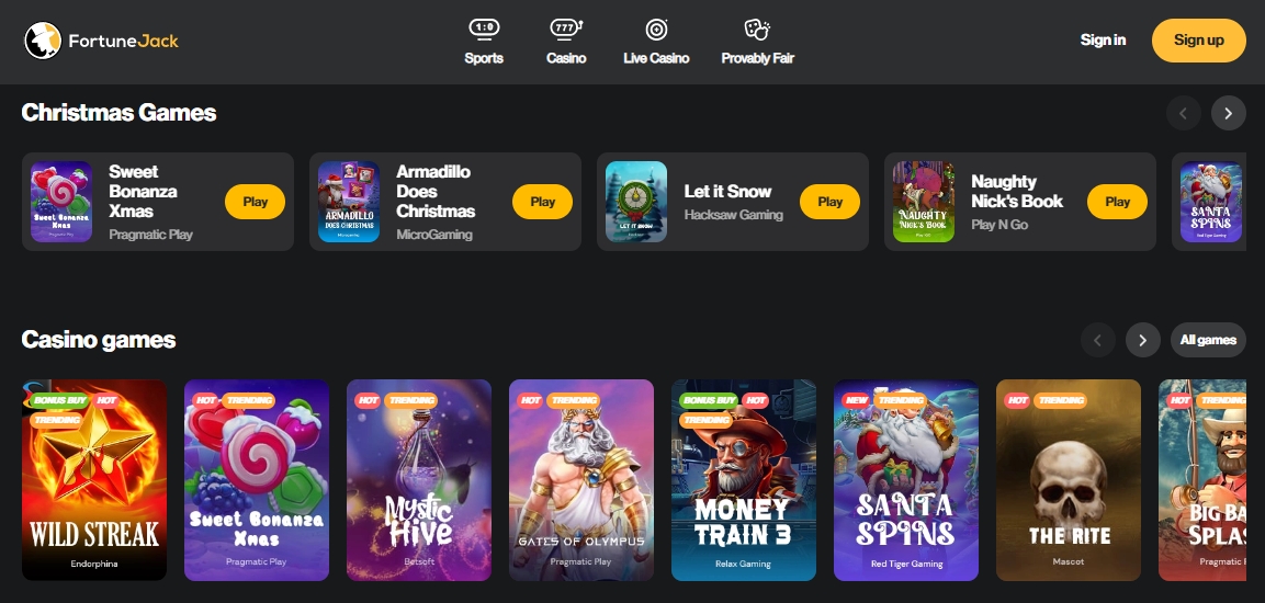 Best crypto and bitcoin casino FortuneJack