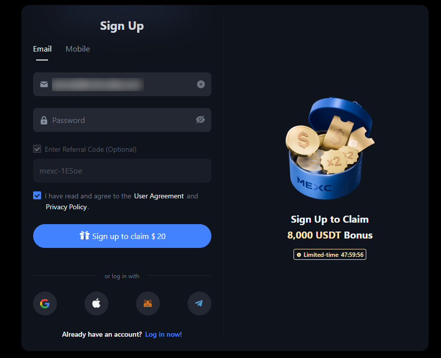 MEXC signup