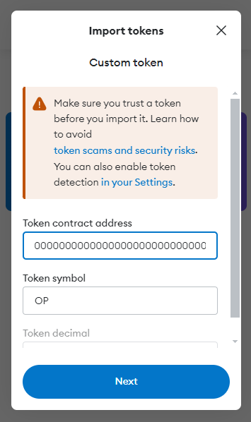 importing tokens to metamask