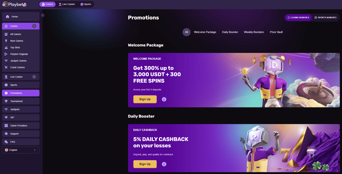 playbet welcome bonus promotions