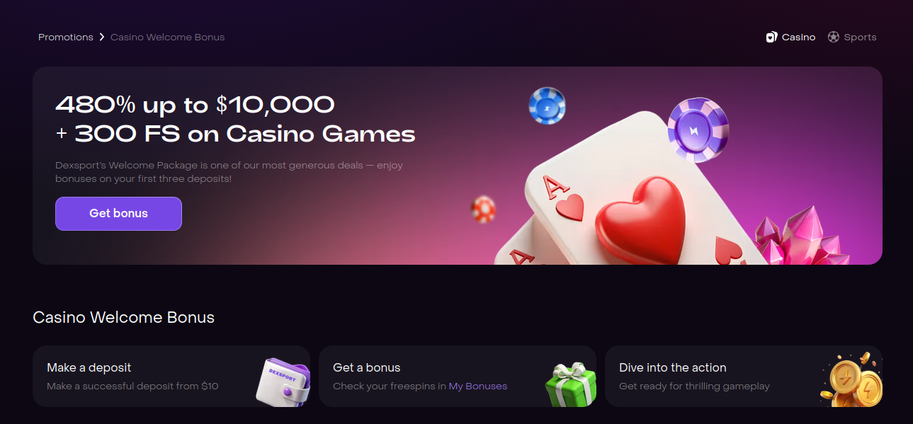 Dexsport welcome bonus