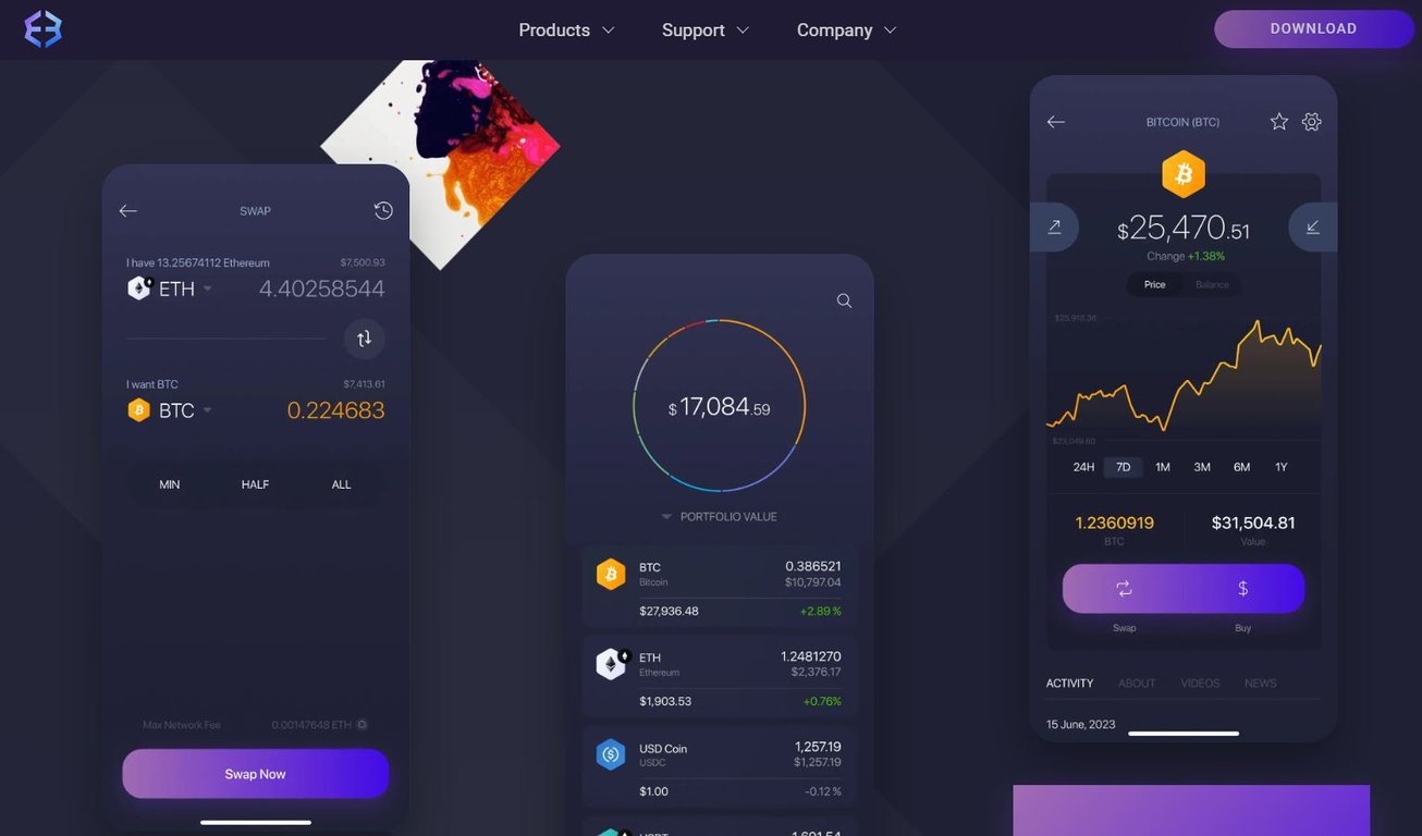 Exodus Wallet interface