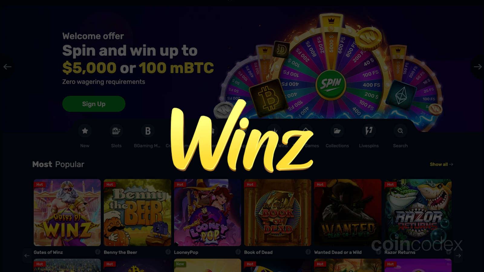 Winz Casino Review: Free Spins & Promos 2024 | CoinCodex