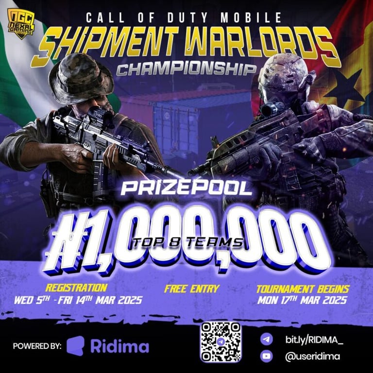 Ridima 1 Million Naira CODM Tournament: How To Register