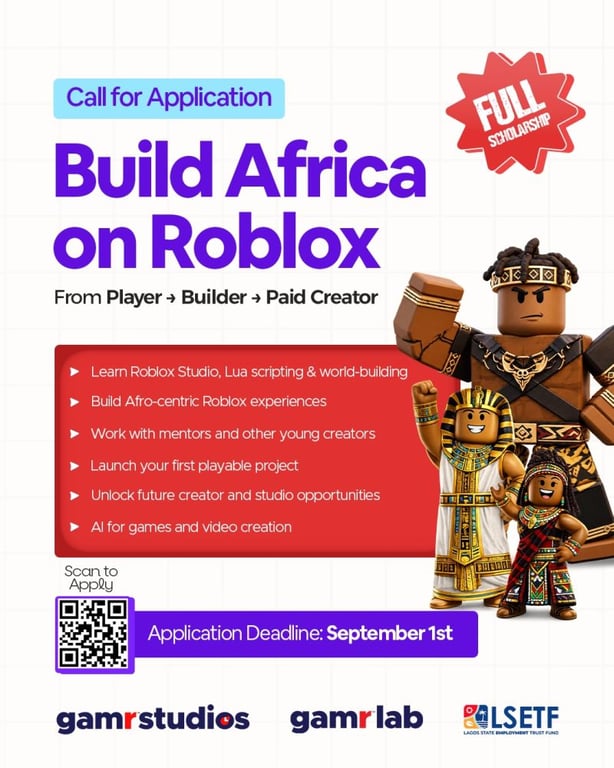 GAMR, LSETF Open Applications for Build Africa on Roblox Scholarship