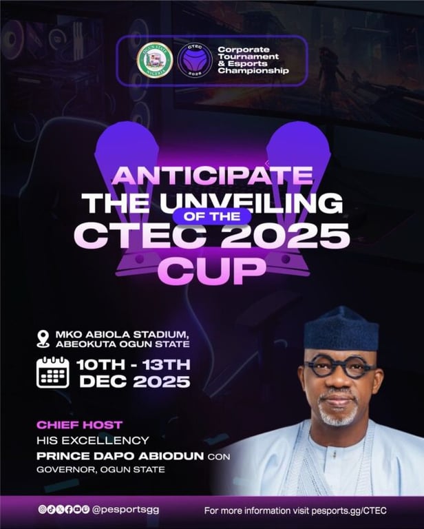 Governor Dapo Abiodun Set to Unveil the CTEC 2025 Cup in December’s Biggest Esports Showdown