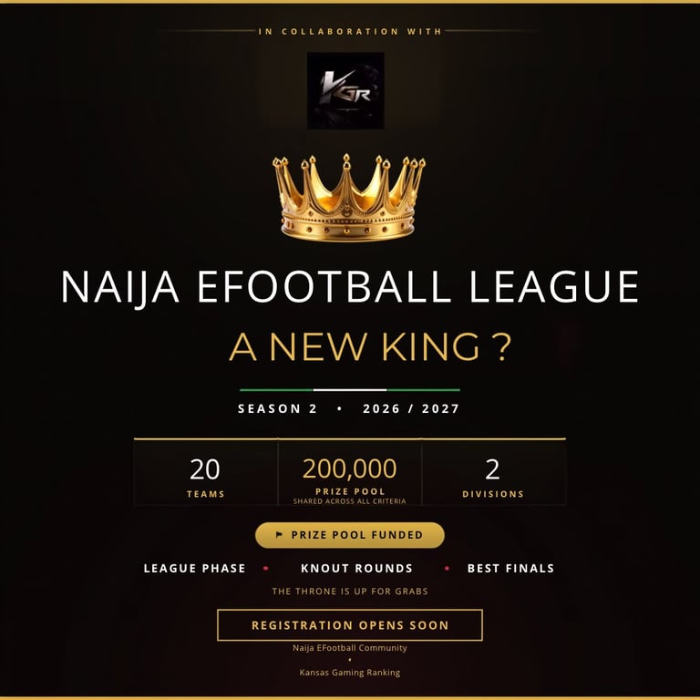 KGR E Football League Season 2 Opens Registration as "A New King" Storyline Begins