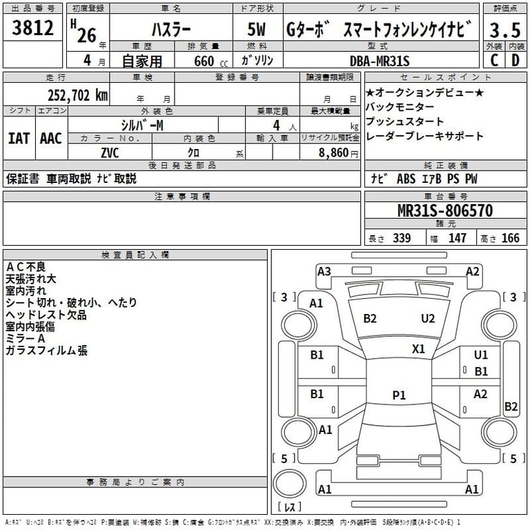 2014 SUZUKI HUSTLER G Turbo Smart ﾌｫﾝﾚﾝｹｲ Navi