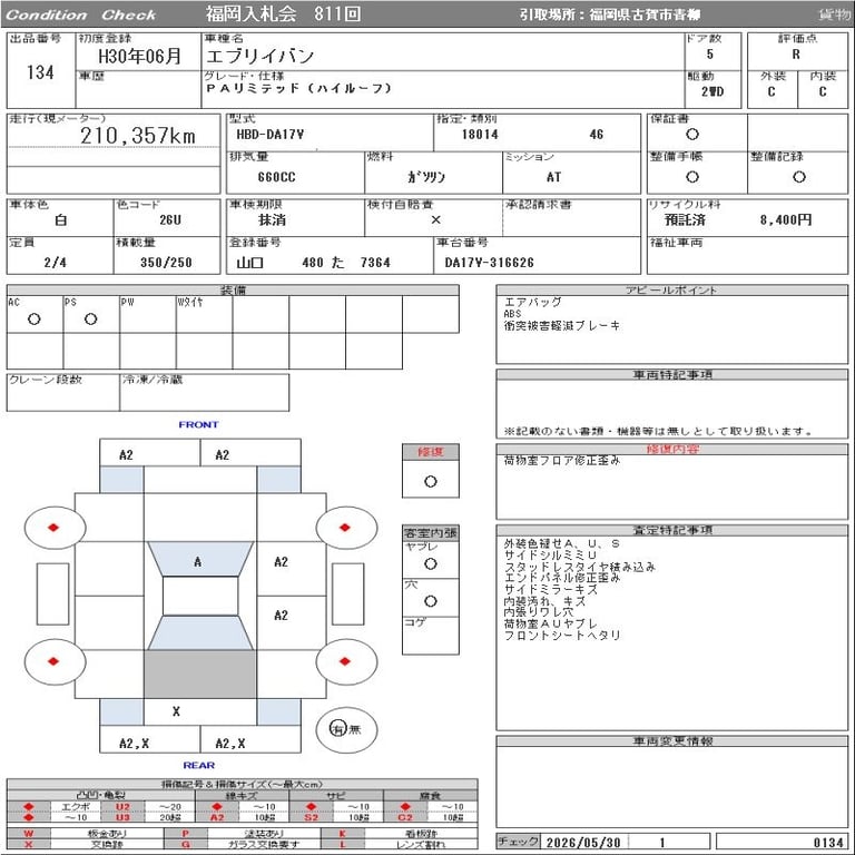 2018 SUZUKI EVERY PA Limited ( High roof ）