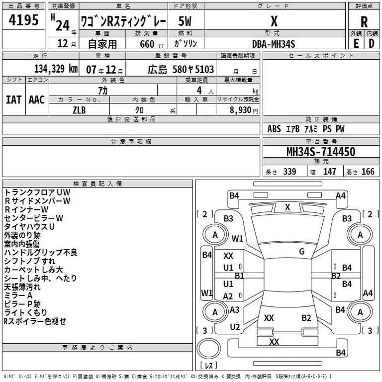 2012 SUZUKI WAGON R X