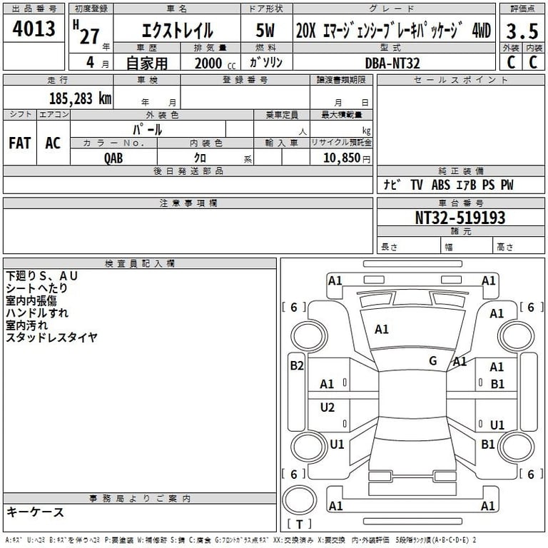 2015 NISSAN X-TRAIL 20X Emergency -ﾌﾞﾚ- 4WD