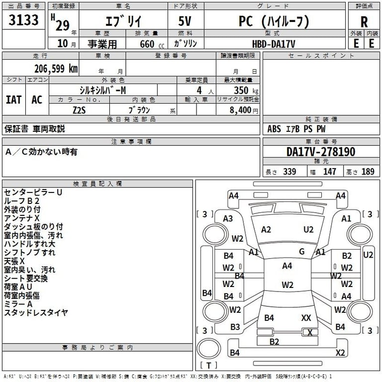 2017 SUZUKI EVERY PC ( High roof )