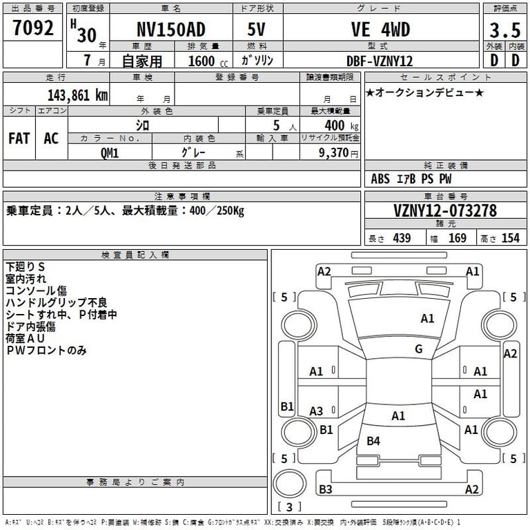 2018 NISSAN AD VE 4WD