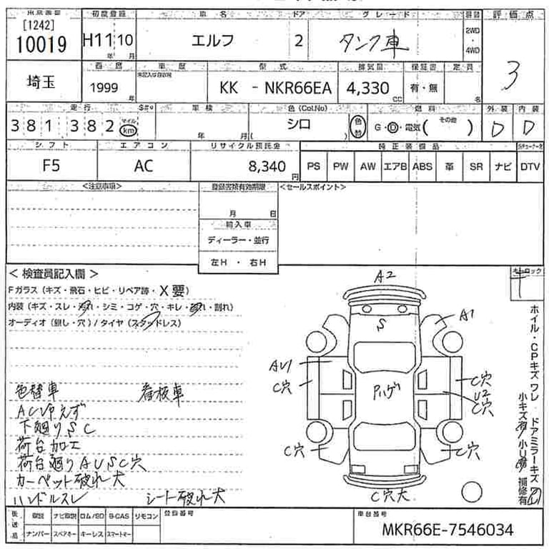 1999 ISUZU ELF ﾀﾝｸｼｬ