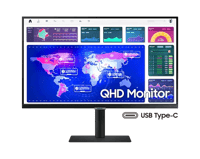 Monitor Samsung QHD 24", LS24A600UCLXZS, 2K, IPS, HDR10, 75hz, 5ms, USB-C, PC/MAC, HDMI, DisplayPort, Borderless, Pivoteable, FreeSync - Lapshop Chile