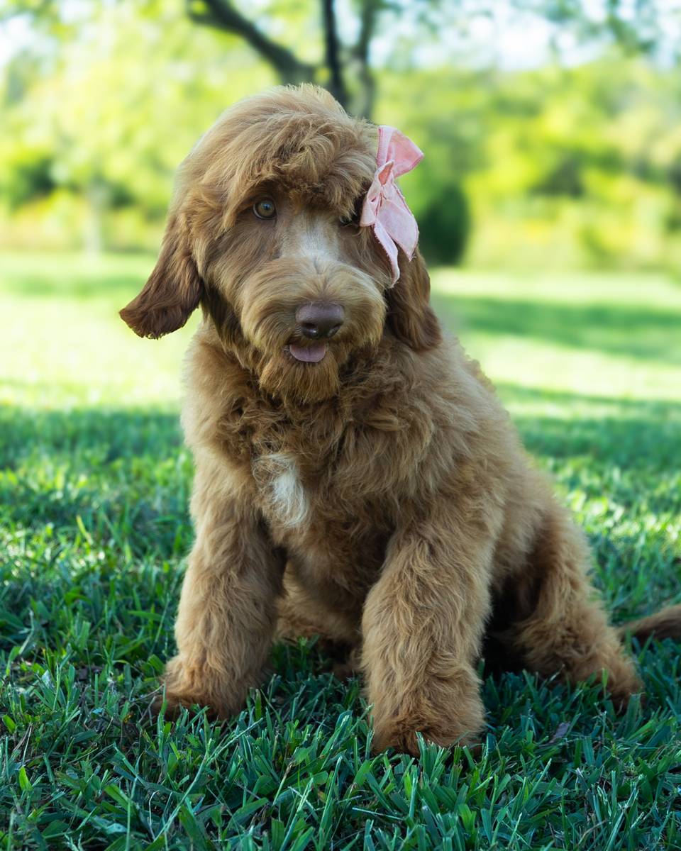 Nana, a Apricot with White Markings Goldendoodle puppy
