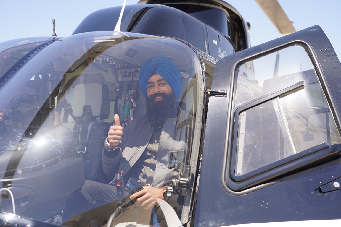 Jaspreet Singh of Minority Mindset Sits in Helicopter