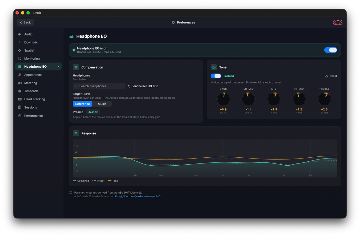 Sneak peek: Headphone EQ in Orbit 1.4