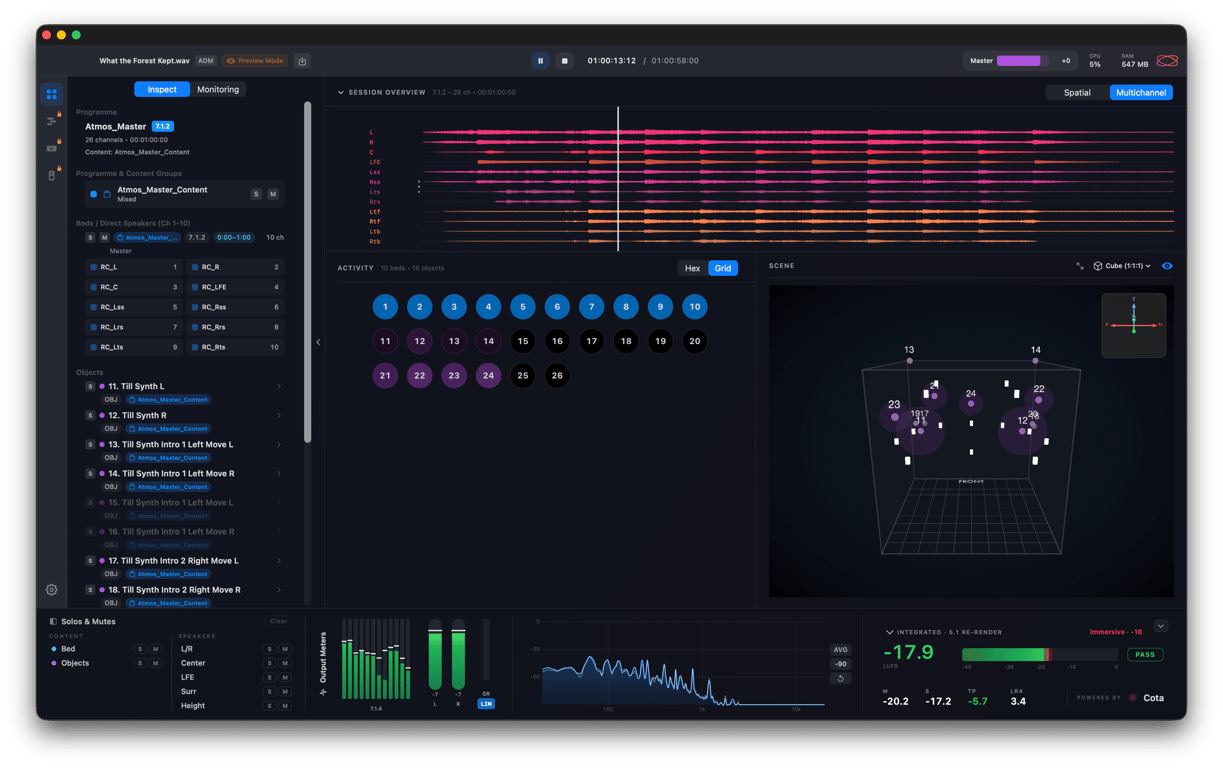 Orbit 1.5.6 — the roomier Overview page, with the session waveform edge to edge and a taller 3D scene