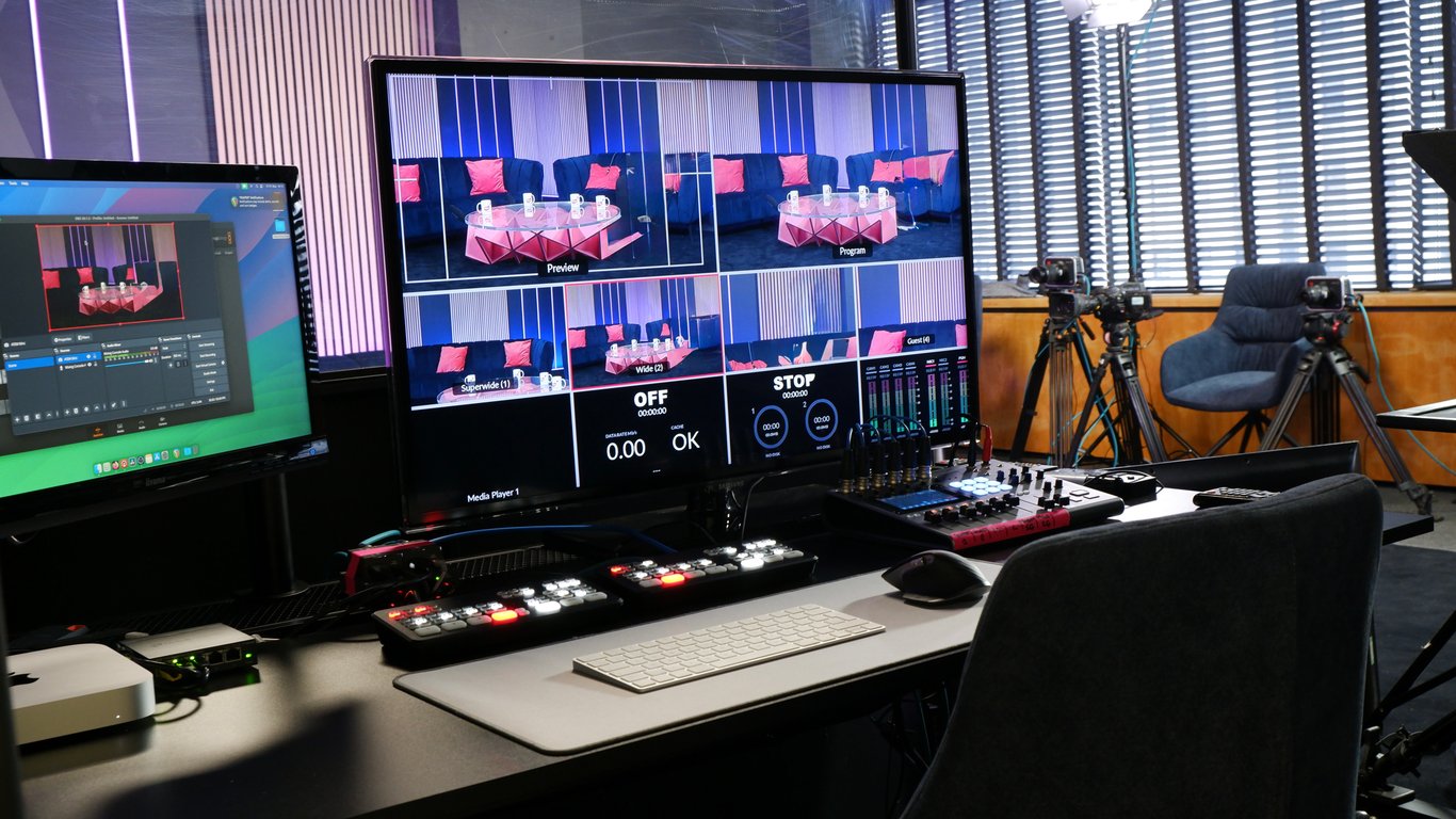 Podcast and video studio setup