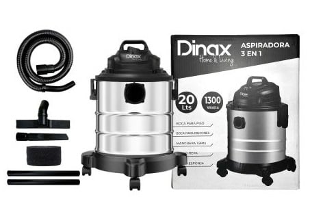 Aspiradora 3 en 1 Hogar 20 Litros 1300w Acero Inoxidable Dinax