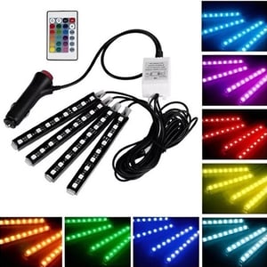 Tira Luces Interior Auto Led Rgb Multicolor Audioritmica 12v Encendedor Negro Rgb