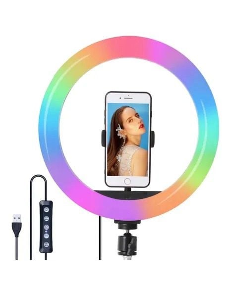 Aro De Luz Rgb Colores Dimer Diam: 26 Cm 10 Pulgadas