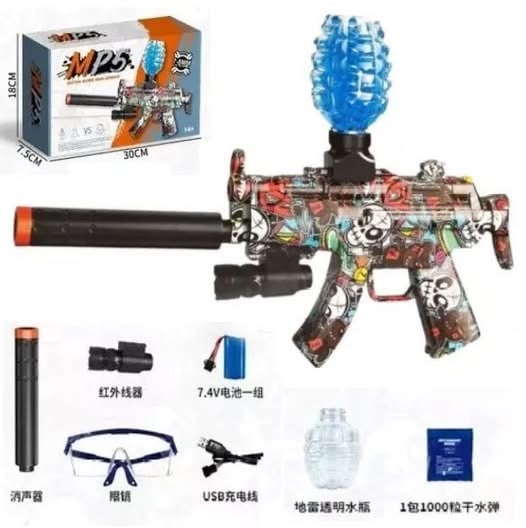 Pistola De Balas Hidrogel Mp5 + Balas y Accesorios Eléctrica Recargable