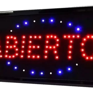 Cartel Led Luminoso Abierto Directo Azul Y Rojo S Color Negro Electroland CartelAb