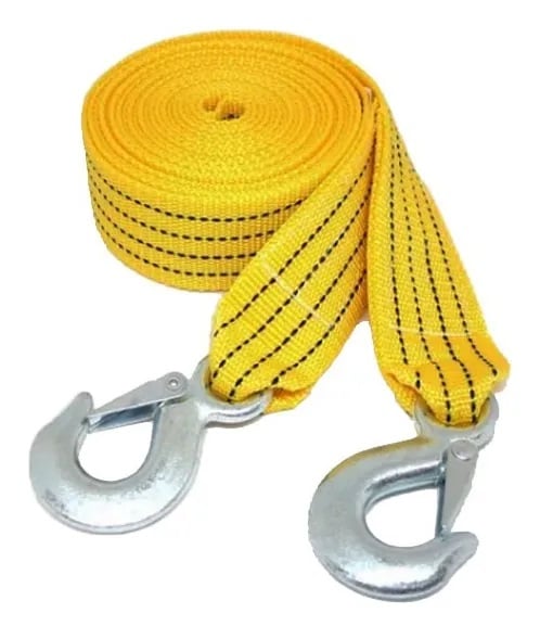 Linga Soga Remolque Plana Con Gancho 3 Toneladas 5cm X 2,5 M Color Amarillo