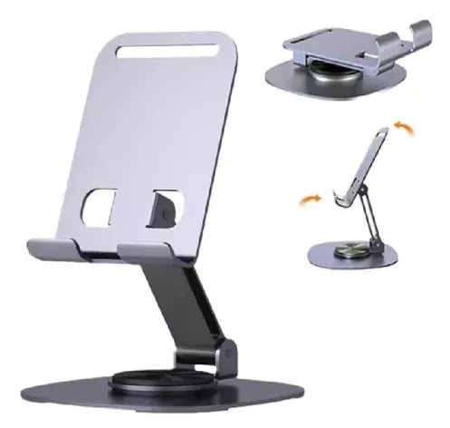 Soporte Apoya Celular De Mesa Giratorio Y Plegable Metal