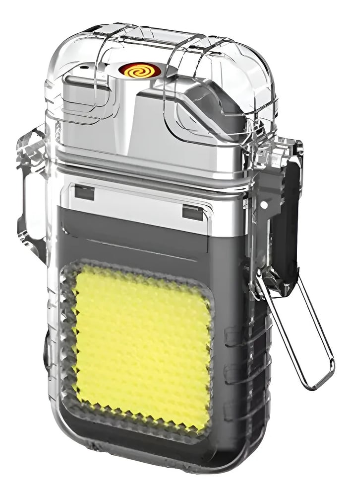 Encendedor + Linterna Resistente + Cable Usb + Recargable Fría Plateado