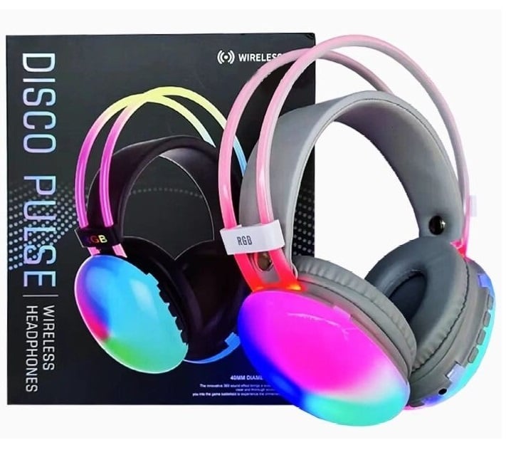Auriculares Vincha Pulse Luz Rgb Inalámbrico Vincha 4 Botones, Micro sd