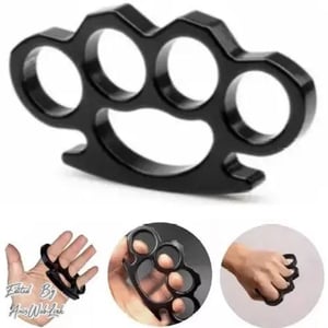 Manopla Para Defensa Personal Gruesa Acero Puño Americano Color Negro