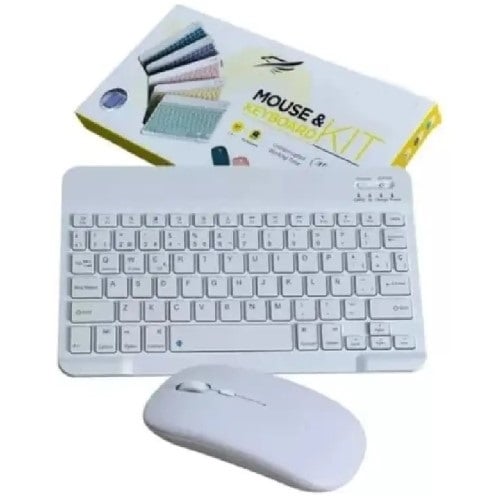Combo Kit Inalámbrico Teclado Recargable+ Mouse 2 pilas AAA Color Blanco