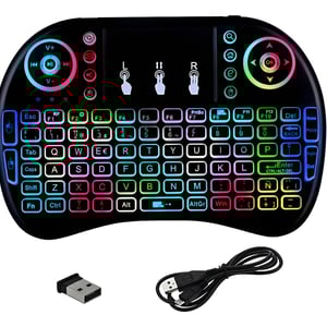 Mini Teclado Inalambrico Led Retroiluminado Smart Tv Android Teclado Negro