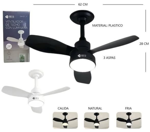 VENTILADOR CHICO DE TECHO CON LUZ 24 PULGADAS  ( NUEVO INGRESO )