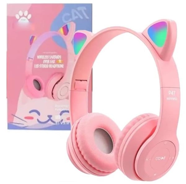 Auriculares Orejas De Gato M2 C/Luz Rgb Inalámbrico Vincha