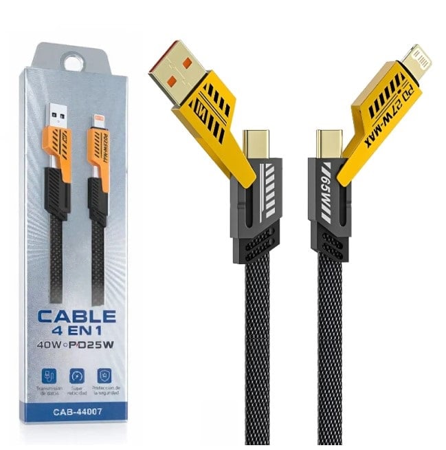 Cable Fast Charge 4 En 1 Combinaciones 40W PD25 USB, TIPO C, IPHONE