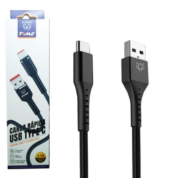 Nuevo Cable Time M3 Usb A “Tipo C” Carga Rápida 3.1 Color Negro