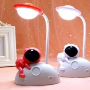 Lampara Velador Led Recargable 29x12Cm Led Superior e Inferior Astronauta, Color Blanco