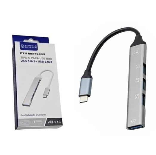 Hub Entrada Tipo C Salida 4 Puertos 1x 3.0 + 3x 2.0 Compacto