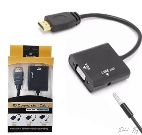 Adaptador Premium Conversor De Hdmi A Vga Con Salida Audio Lateral + Cable Plug