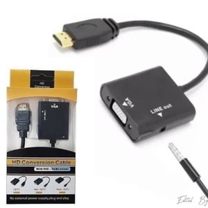 Adaptador Premium Conversor De Hdmi A Vga Con Salida Audio Lateral + Cable Plug