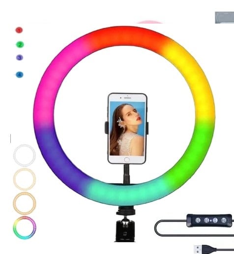 Aro Grande De Luz Rgb Colores Diam: 36Cm 14 Pulgadas